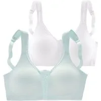 petite fleur by Lascana Soft-BH (Packung, 2 Stück) ohne Bügel, Baumwolle mit Spitzen-Details, große Größen, bequemer BH