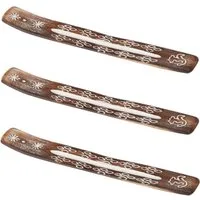 Marrakesch Orient & Mediterran Interior Räucherstäbchen-Halter 3er Set Räucherstäbchenhalter Kalea edel aus Mangoholz in Braun 26 cm, (3 St), Handarbeit