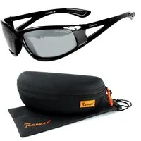 Rennec Sonnenbrille (Sportbrille Herren Angelbrille Polbrille Leichtgewicht mit Hardcase) Sport Sonnenbrille Polarisiert Schwarz Getönt oder Farbig Verspiegelt