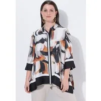 Ulla Popken Hemdbluse Bluse Zipfelsaum Oversized Hemdkragen 3/4-Arm