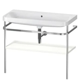 Duravit Happy D.2 Plus c-shaped Set mit Metallkonsole Weiß Seidenmatt 975x490x850 mm - HP4838N3636 HP4838N3636