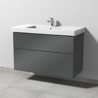 Sanipa 3way Waschtischunterbau zu Villeroy & Boch Subway 2.0 Waschtisch mit 2 Auszügen, Anthrazit-Gl SF61579