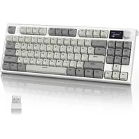 ATTACK SHARK ATTACK SHARK K86 Mechanische Tastatur mit drei Modi und Dichtung Gaming-Tastatur (Dichtungshalterung mit Farbdisplay und Drehknopf, RGB)