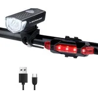 Dunlop Fahrradbeleuchtung Dunlop Fahrradlicht Set USB Wiederaufladbar - Fahrrad Licht