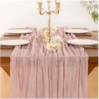Montegoni Tischläufer 90x180 cm Seihtuch Tischläufer lang Boho (Rustikaler Gazeantischer Stoff Tischdecke 2-tlg, Tischläufer Boho für Hochzeit und Geburtstag Dekoration), Tafeltuch 90 x 180 cm