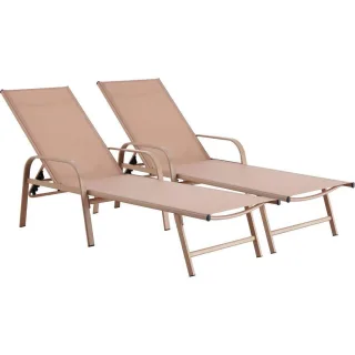 Habitat Garten Sonnenliege, Braun, Metall, 59x45x193 cm, Gartenmöbel, Gartenliegen