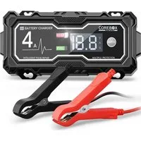 CkeyiN Pro Autobatterie Ladegerät 12V 4A,Smart Automatische Autobatterie-Ladegerät (Ladegerät für Autos, Motorräder und Kleinlaster, mit LCD Display,Temperaturkompensation Reparaturmodus)