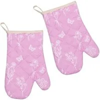 Kracht Topfhandschuhe Wildblumen, (Set, 2-tlg., 2-teilig), 2er Set Ofenhandschuhe, wattiert, ca. 20x30 cm
