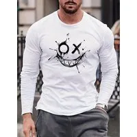 RMK Rundhalsshirt Longsleeve Herren Langarmshirt Rundhals Basic Smile Smiley