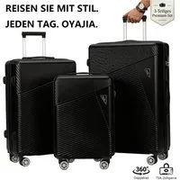 oyajia Kofferset 3-teiliges Hartschalenkoffer Set 20/24/28 Zoll aus ABS, (Reisekoffer Set mit 360° Doppelrollen und Teleskopgriff, 3 tlg., Koffer Set mit integriertem Zahlenschloss für Reise und Urlaub)