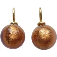 Mugello Paar Ohrhänger Murano braun gold platt. hübsch zeitlos Alltag Basic-Ohrringe, Handgearbeitetes Muranoglas mit eingearbeitetem Blattgold aus Italien