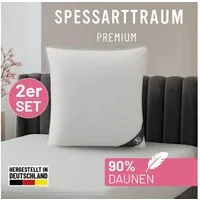 SPESSARTTRAUM Gänsedaunenkopfkissen Premium, Kopfkissen 1-tlg. oder 2-tlg. 40x80 oder 80x80 cm, Füllung: 90% Gänsedaunen, 10% Gänsefedern, Bezug: 100% Baumwolle, Spar-Set, hergestellt in Deutschland, allergikerfreundlich, im Set günstiger
