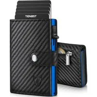 Ophy Geldbörse Slim Wallet für Herren mit RFID-Schutz & Münzfach, Kartenetui für 8 Karten, kompaktes Portemonnaie in Blau-Schwarz