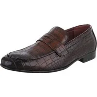 Coolwalk Stilvoller Herrenschuh mit Kroko-Prägung für Alltag Slipper (90625188) Blockabsatz Business-Schuhe in Braun
