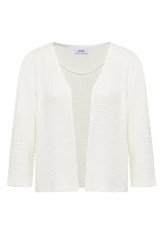 CECIL - Offene 3/4-Arm Jacke im Ajour-Look vanilla white - Gr. - XXL