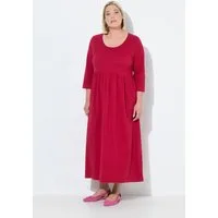 Ulla Popken Maxikleid Jersey-Maxikleid A-Linie Rundhals 3/4-Arm Taschen
