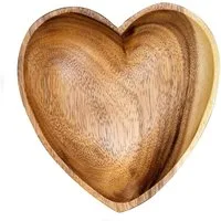 Levandeo® Dekoschale, Schüssel Akazie 15x4cm Herz Holz Design Schale Obstschale Obstkorb