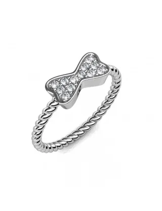 Ring mit gedrehter Schleife - Silber und Kristall