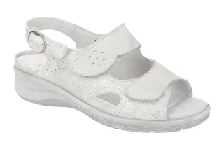 Waldl?ufer Damen Sandale MERLE 811004 Grau/Silber Echtleder Keilabsatz Klettv...