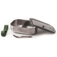 black+blum Lunchbox, Edelstahl, (1-tlg), mit Silikon-Ventil, Gabel und Gurt, 1000 ml