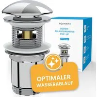 Bächlein Ablaufgarnitur Design Pop Up - mit optimiertem Wasserablauf Werkzeugloser Einbau - Click Clack Funktion
