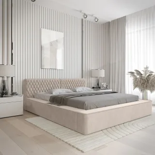 Polsterbett Doppelbett NORFOLK Komplettset 160x200cm in Stoff Ditra Beige