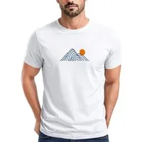 Neverless Print-Shirt Herren T-Shirt mit Berg Print Grafikshirt mit Sonne Linien-Design mit Print