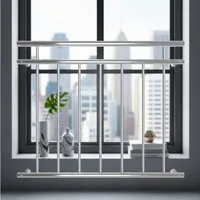 Mucola Brüstungsgeländer Balkongeländer Fenster Geländer Edelstahl Silber V2A Handlauf, 100 cm Länge, 90 cm Höhe, Stück, Premium-Geländer, V2A Edelstahl