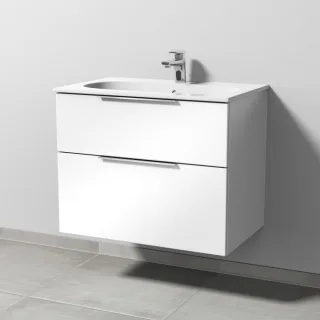 Sanipa 3way Waschtischunterbau zu Geberit Acanto Slim Waschtisch mit 2 Auszügen, Weiß-Glanz UF41178