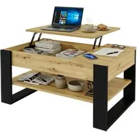 TREND WERK Couchtisch Lift-Couchtisch höhenverstellbar Sofatisch 92×54 cm mit Stauraum (verstecktem Fach Wohnzimmertisch Holz modern Wohnzimmertisch)