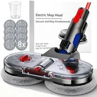 AIBISTAR Bodendüse Elektrischer Wischaufsatz für Dyson V7 V8 V10 V11 V15, Zubehör für Dyson V11 V10 V8 V7 V15 Staubsauger, (Set, 8 waschbare ultra saugfähige Wischtücher), 2-in-1 Wischen & Saugen,160 U/min Rotation,Inklusive Befüllbecher