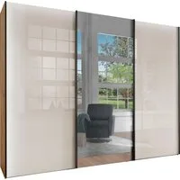 WIEMANN Schwebetürenschrank Monaco, Kleiderschrank, Schrank, Wäscheschrank, mit Schiebetüren (2 Breiten, 2 Höhen 216/236 cm auswählbar, MADE IN GERMANY) hochwertige Glas- und Spiegelfront, variable Inneneinteilung