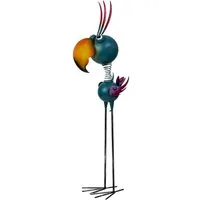 MF Gartenfigur Gartendeko Metall Vogel XL bunt stehend Marivo 129 cm, (1 St)