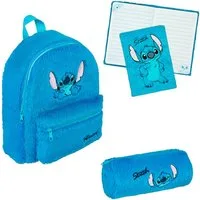 UNDERCOVER Kinderrucksack Lilo & Stitch Plüsch (Set, 3-tlg), Rucksack + Plüsch Schlamperetui + Plüsch Notizbuch A5