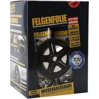 mibenco Felgenaufkleber Felgenfolie-Set 4×400 ml Schwarz Glänzend – Sprühfolie für Felgen