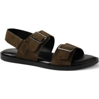Leder-Sandalen mit Schnallen und Fersenriemen für Herren, Herren, size: regular, Beige, Leder, by Lands' End