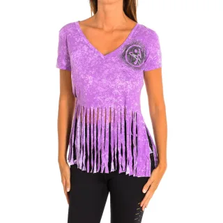 Kurzärmeliges Sport-T-Shirt mit V-Ausschnitt für Damen Z1T00401