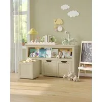 VASAGLE Kinderregal Spielzeugaufbewahrung, Bücherregal Kinder, Spielzeugregal, mit Rollen, 30 x 102 x 60 cm