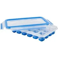 Emsa Eiswürfelbehälter Clip & Close, Polyprophylen (PP), (2-tlg), 24 Eiswürfel, flexibler Boden, dicht, auslaufsicher, spülmaschinenfest