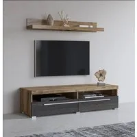 OTTO home Lowboard Roger,Breite 140 cm, stilvolle TV-Kommode, inclusive Wandboard, TV-Schrank mit viel Stauraum, TV-Board, 2 Klappen