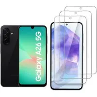 CLM-Tech Displayschutzglas 3X für Samsung Galaxy A26 5G, Panzerglas Folie - Anti-Fingerabdruck und kratzfest -, 3 Stück, Kristallklar