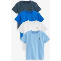 Next T-Shirt 4er-Pack Kurzarm-T-Shirts mit Hirsch-Stickerei (4-tlg)