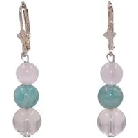 Firetti Paar Ohrhänger Schmuck Geschenk Silber 925 Ohrschmuck Ohrringe Edelsteine, Made in Germany - mit Amazonit, Bergkristall, Rosenquarz