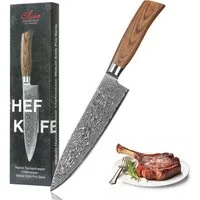Wakoli Damastmesser EDIB Pro Damast Chefmesser Küchenmesser 20cm Klinge Pakkaholzgriff, Aus 67 Lagen Damaststahl, VG-10 Stahlkern