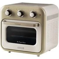 Heißluftfritteuse und Mini-Ofen 3in1 Vintage Beige weiß/beige, 1.350 Watt, Garraum 16 Liter, mit Sichtfenster