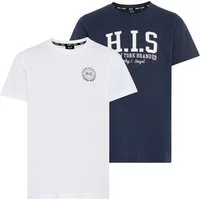 H.I.S T-Shirt 2er Pack T-Shirts mit Logodrucken für Jungen (Packung, 2-tlg., 2) Basic Schnitt, kurze Ärmel, bedruckte Optik, Logodrucke