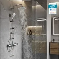 hansgrohe Duscharmatur Ecostat 1001CL Brausethermostat Set mit Aloni Handbrause & Regendusche (Spar-Set) EcoStop & 40°C Sicherheitssperre, Armatur in chrom, Wandmontage