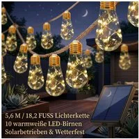 HS.SUPPLY LED-Lichterkette Solar LED-Lichterkette warmweiß wetterfest 8 Modi Outdoor, Solarbetrieben, 8 Lichtmodi, warmweiß, wetterfest, bruchsicher