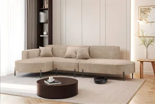 Ecksofa Designersofa VALENCIA in Stoff Noel Beige Ottomane Links