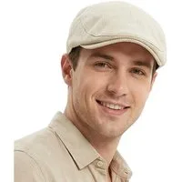 LuxusKollektion Schiebermütze Schiebermütze Herren Leinen Futter Flatcap Einheitsgröße M Beige